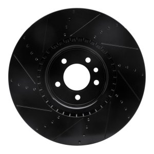 Land Rover Range Rover Sport Brake Rotor (1) - Front Right - R1 Concepts - Drilled & Slotted - Black - `10-`17